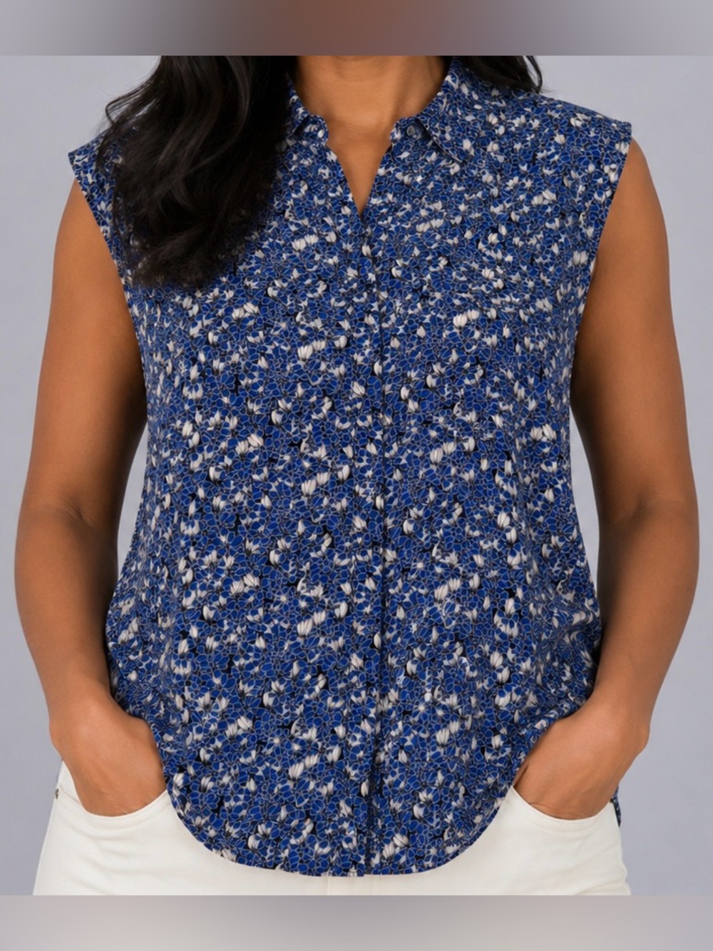 Ann Taylor | Sleeveless Floral Button-Front Top | Size L | EUC | Business Casual
